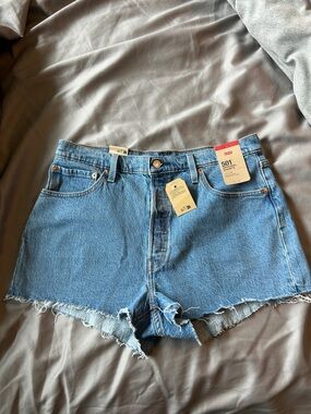 Levi's 501 High-Rise Cutoff Denim Shorts in Light Blue